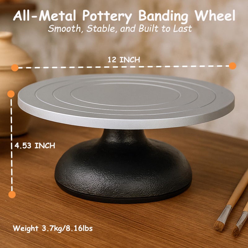 HighFree Large 12 inch Sculpting Wheel, Heavy Duty Banding Wheel All Metal Construction Turntable with Ball Bearings - Image 2